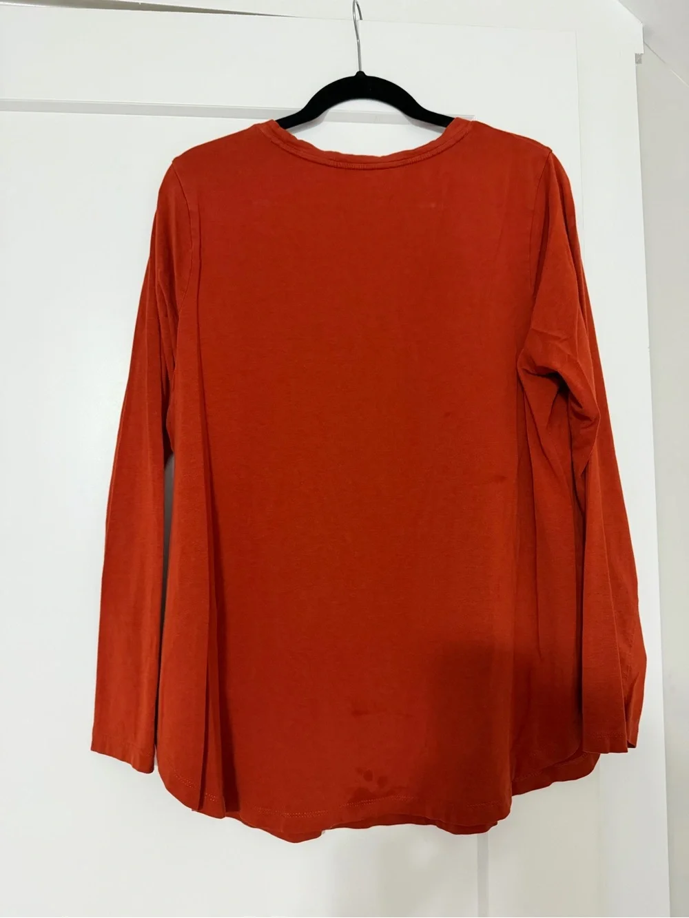 Ava & Viv Long Sleeve Scoop Neck Top - Rust Orange